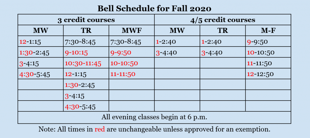 Fall 2020 schedule proposal finalized