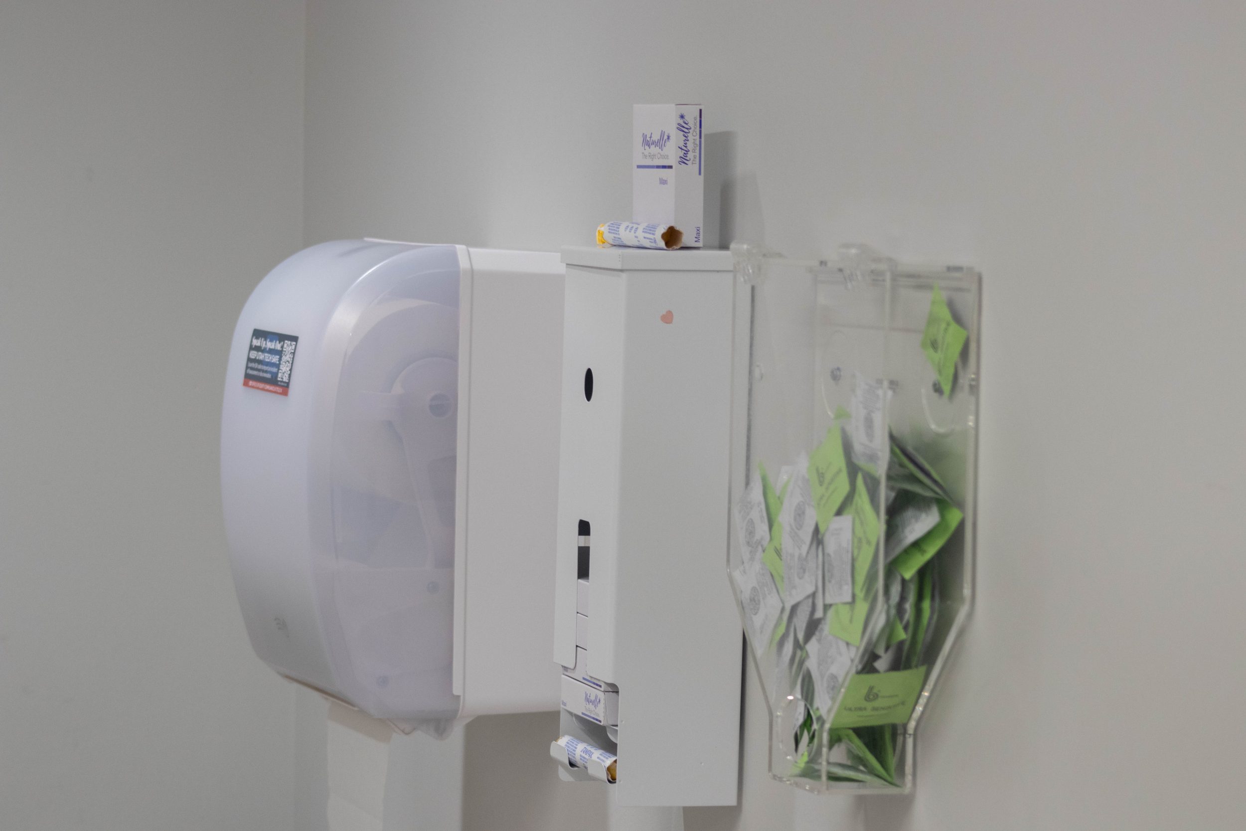 General Classroom Building awaits installation of menstrual product dispensers
